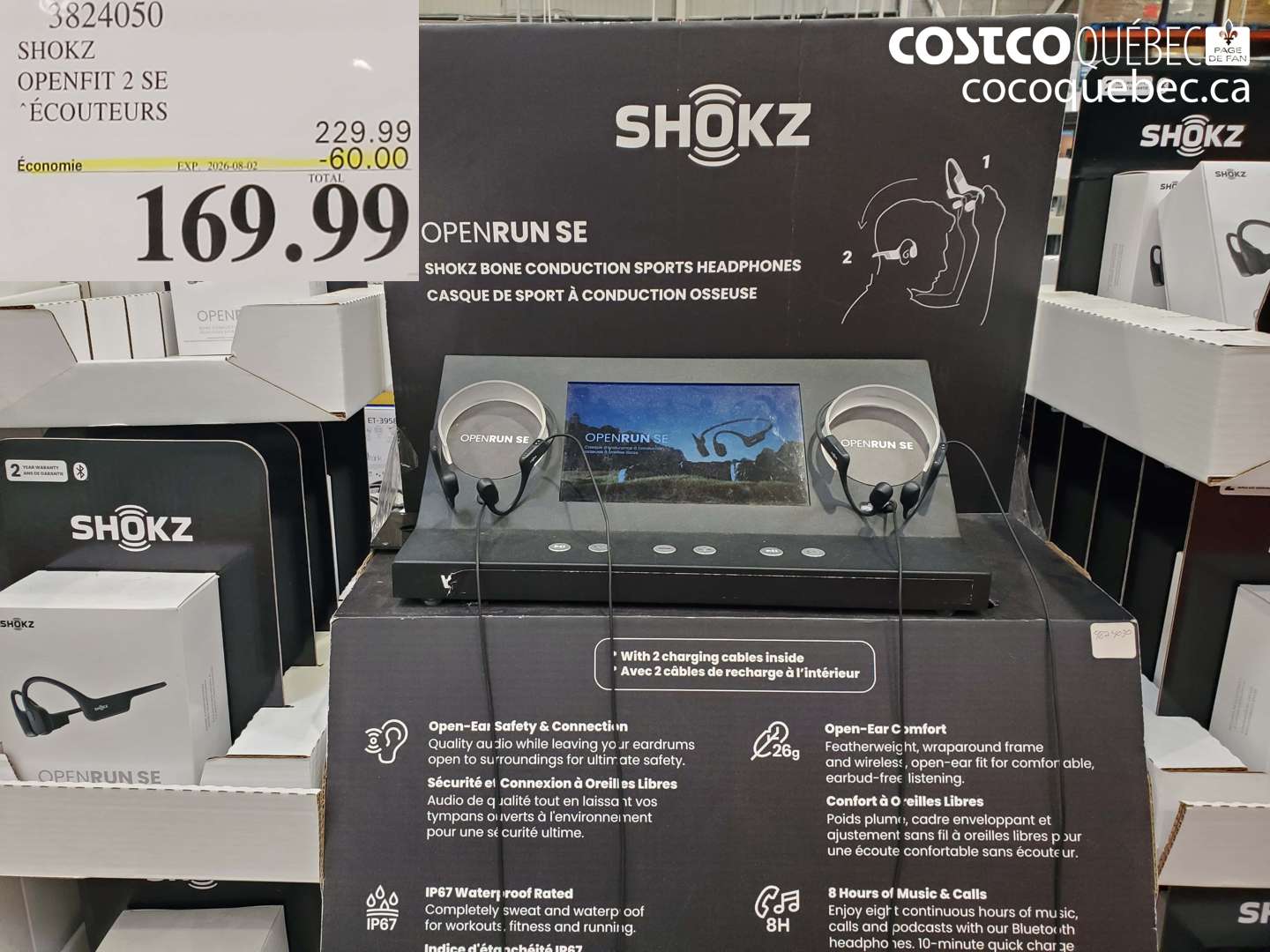 3824050 SHOKZ OPENFIT 2 SE ÉCOUTEURS ($60.00 INSTANT SAVINGS EXPIRES ON 2026-08-02) $169.99