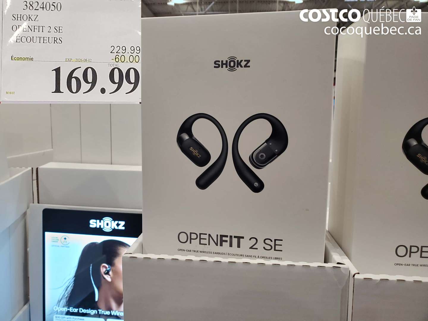 3824050 SHOKZ OPENFIT 2 SE ÉCOUTEURS ($60.00 INSTANT SAVINGS EXPIRES ON 2026-08-02) $169.99