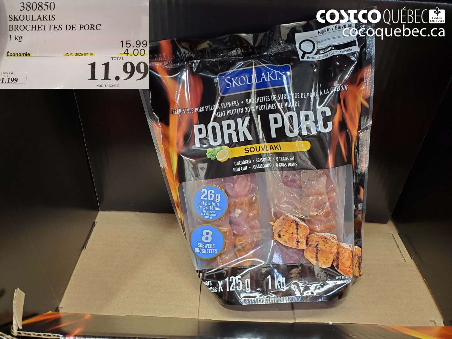 380850 SKOULAKIS BROCHETTES DE PORC 1KG ($4.00 INSTANT SAVINGS EXPIRES ON 2026-07-19) $11.99