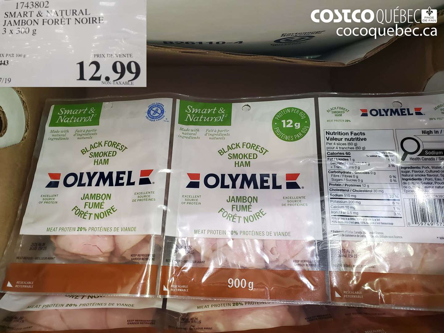 1743802 SMART & NATURAL JAMBON FORÊT NOIRE 3 X 300 G $12.99
