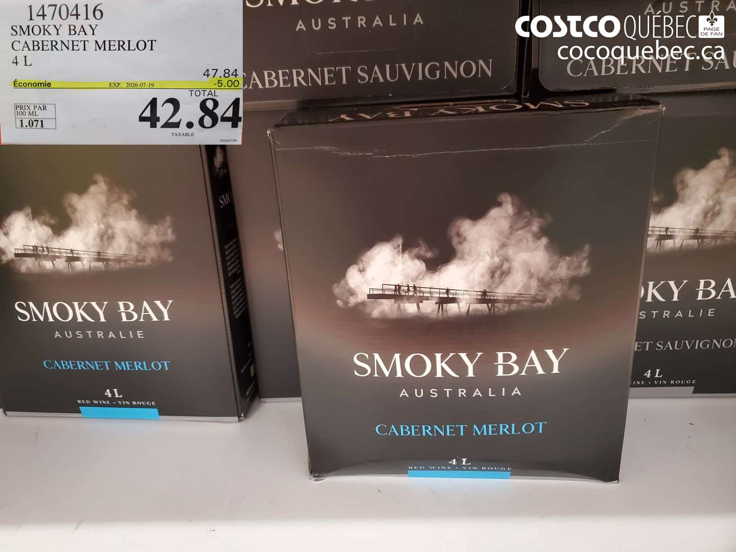 1470416 SMOKY BAY CABERNET MERLOT 4 L ($5.00 INSTANT SAVINGS EXPIRES ON 2026-07-19) $42.84