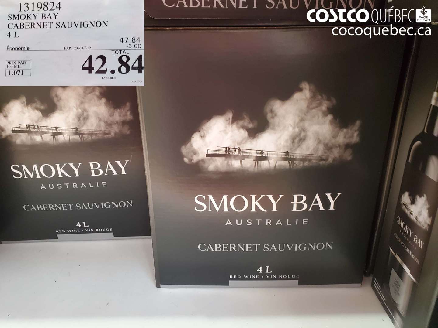 1319824 SMOKY BAY CABERNET SAUVIGNON 4 L ($5.00 INSTANT SAVINGS EXPIRES ON 2026-07-19) $42.84