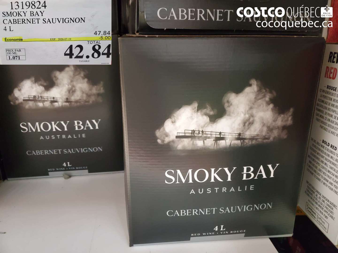 1319824 SMOKY BAY CABERNET SAUVIGNON 4 L ($5.00 INSTANT SAVINGS EXPIRES ON 2026-07-19) $42.84