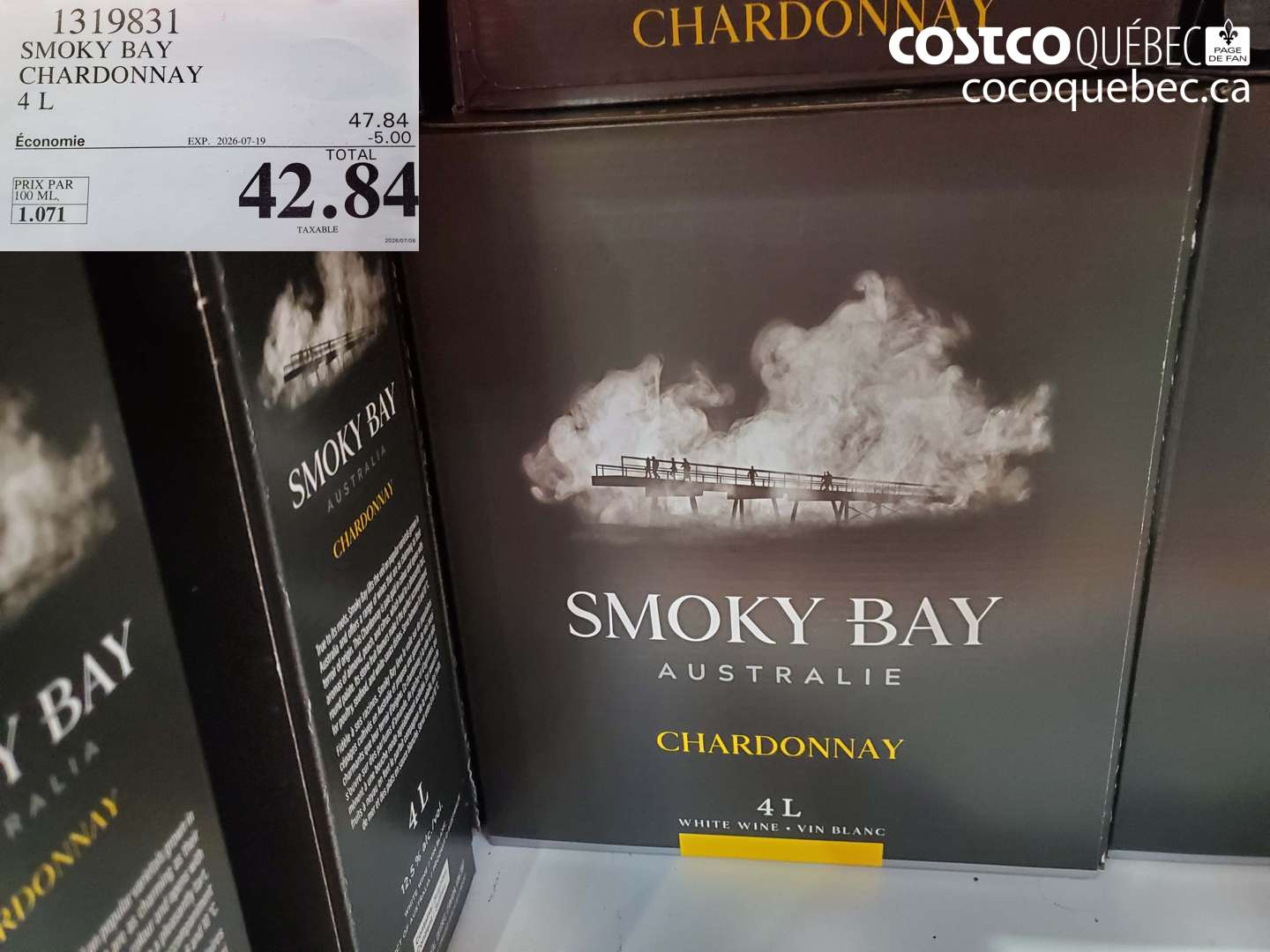 1319831 SMOKY BAY CHARDONNAY 4 L ($5.00 INSTANT SAVINGS EXPIRES ON 2026-07-19) $42.84