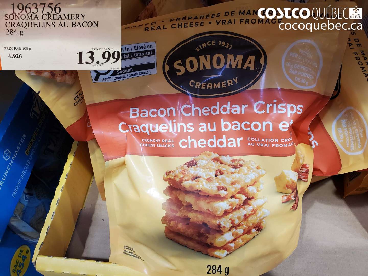 1963756 SONOMA CREAMERY CRAQUELINS AU BACON 282 G $13.99