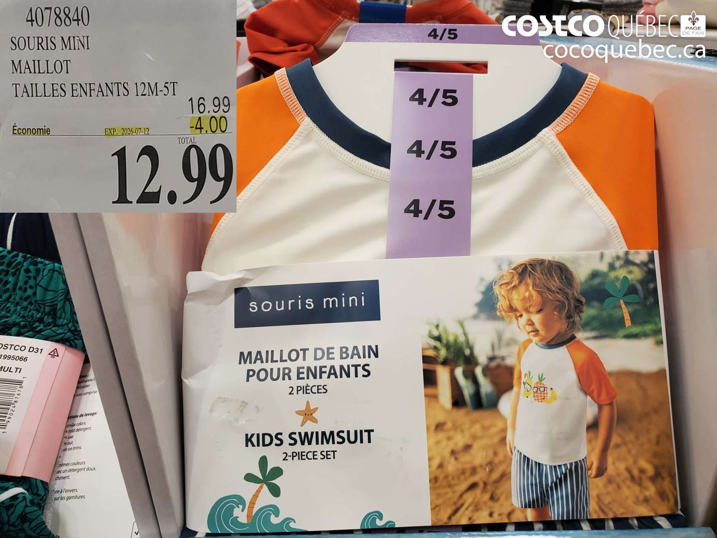 4078840 SOURIS MINI MAILLOT TAILLES ENFANTS 12M-5T ($4.00 INSTANT SAVINGS EXPIRES ON 2026-07-12) $12.99