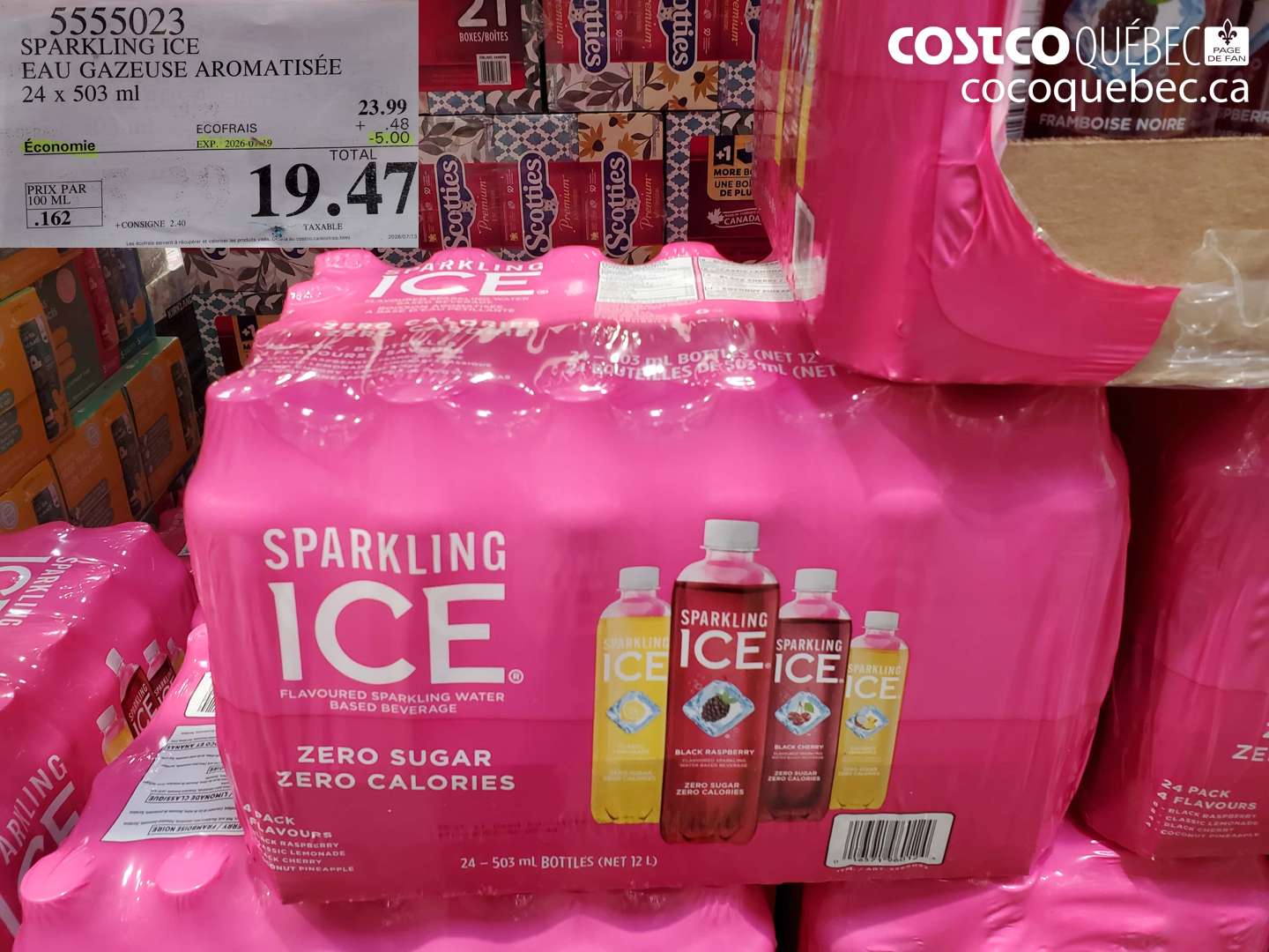 5555023 SPARKLING ICE EAU GAZEUSE AROMATISÉE 24 X 503 ML ($5.00 INSTANT SAVINGS EXPIRES ON 2026-07-19) $19.47
