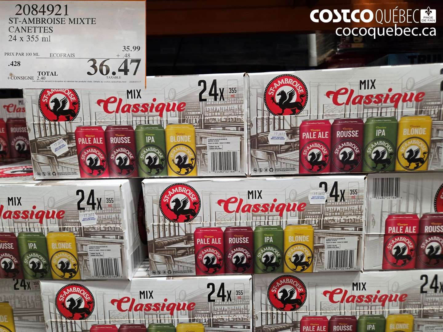 2084921 ST-AMBROISE MIXTE CANETTES $36.47
