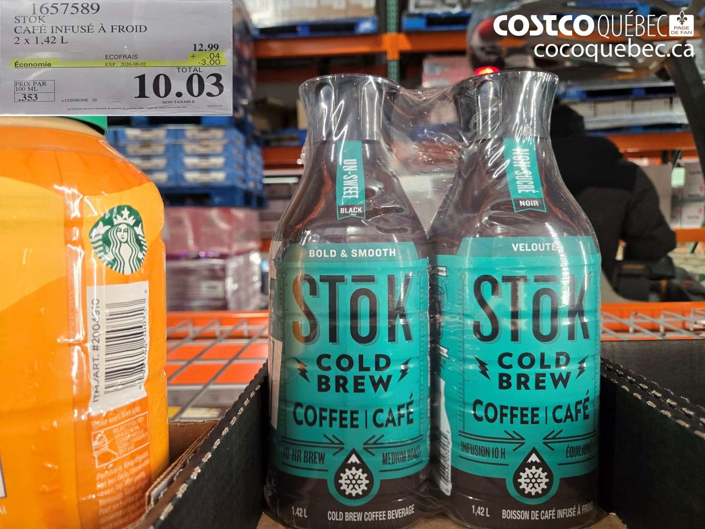 1657589 STOK CAFÉ INFUSÉ À FROID 2 X 1.42 L ($3.00 INSTANT SAVINGS EXPIRES ON 2026-08-02) $10.03