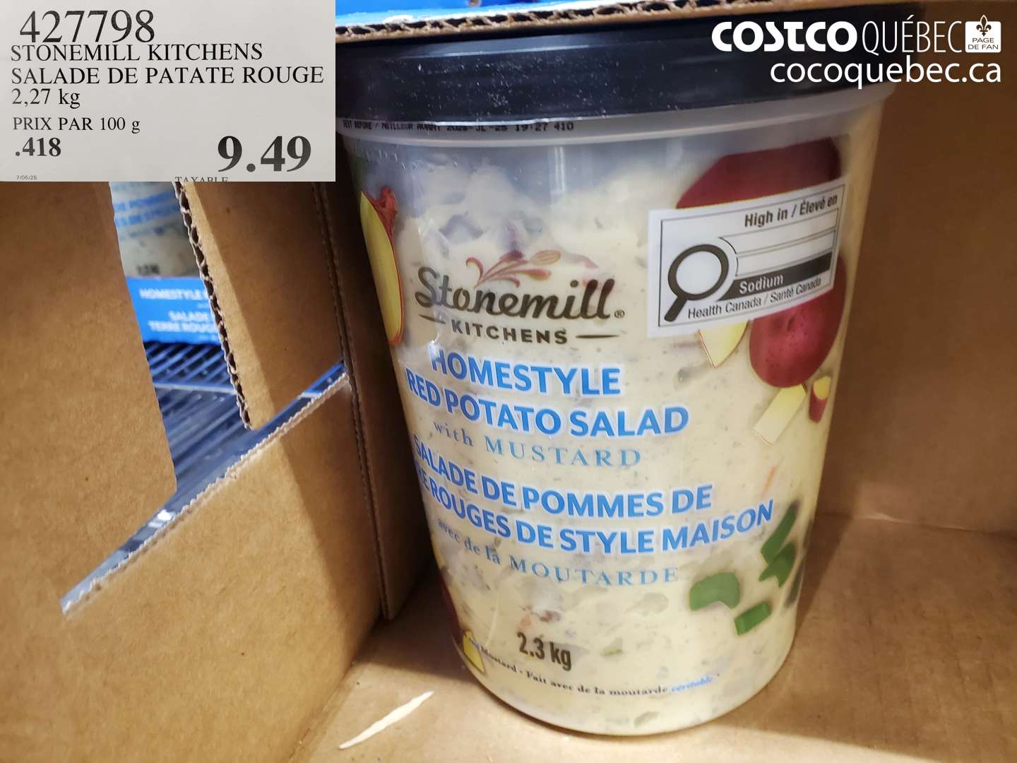 427798 STONEMILL KITCHENS SALADE DE PATATE ROUGE 2.27 KG $9.49