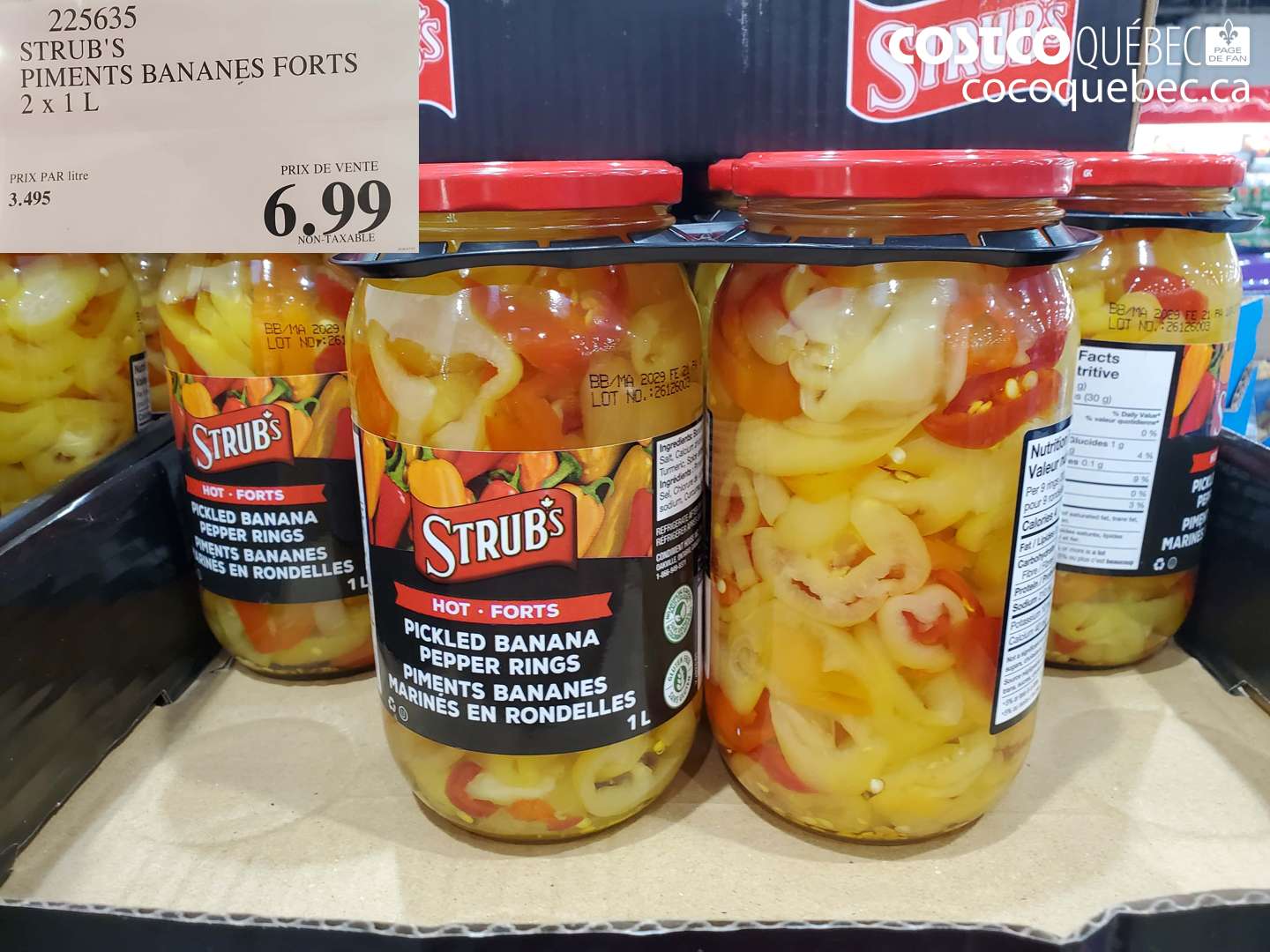 225635 STRUB'S PIMENTS BANANES FORTS 2 X 1 L $6.99