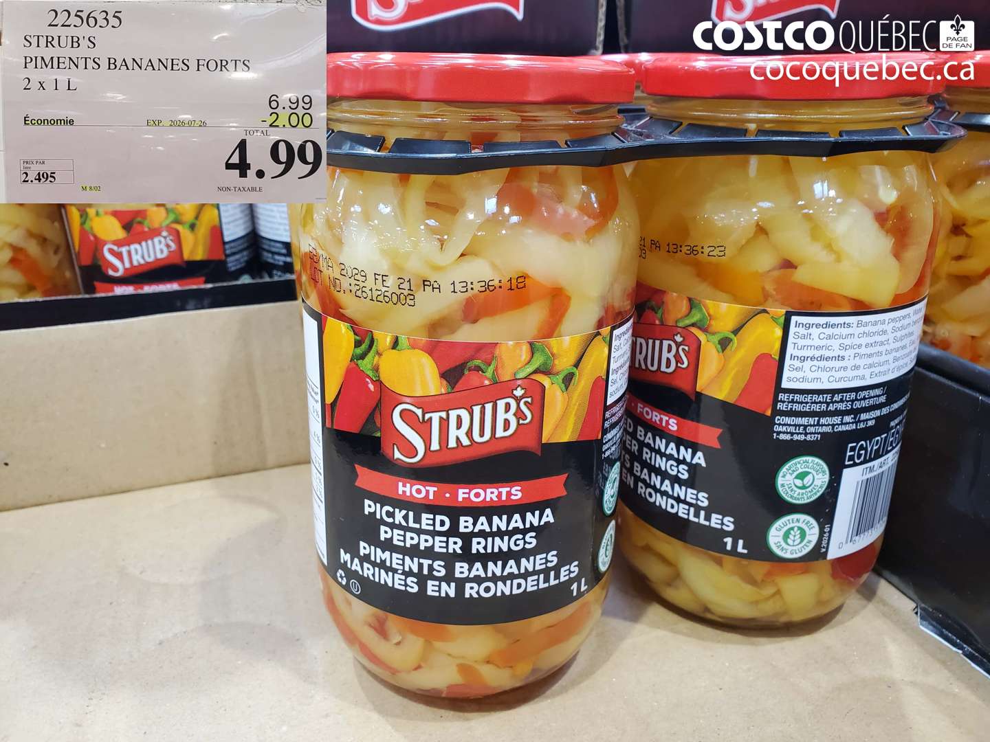 225635 STRUB'S PIMENTS BANANES FORTS 2 X 1 L ($2.00 INSTANT SAVINGS EXPIRES ON 2026-07-26) $4.99