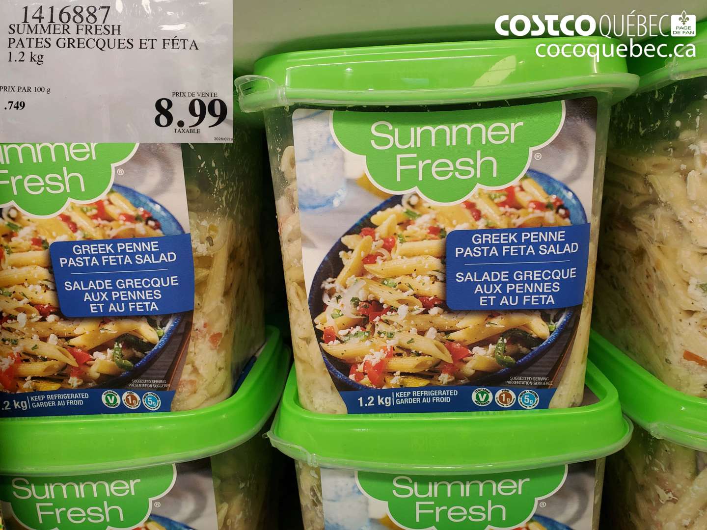 1416887 SUMMER FRESH PATES GRECQUES ET FÉTA 1.2 KG $8.99