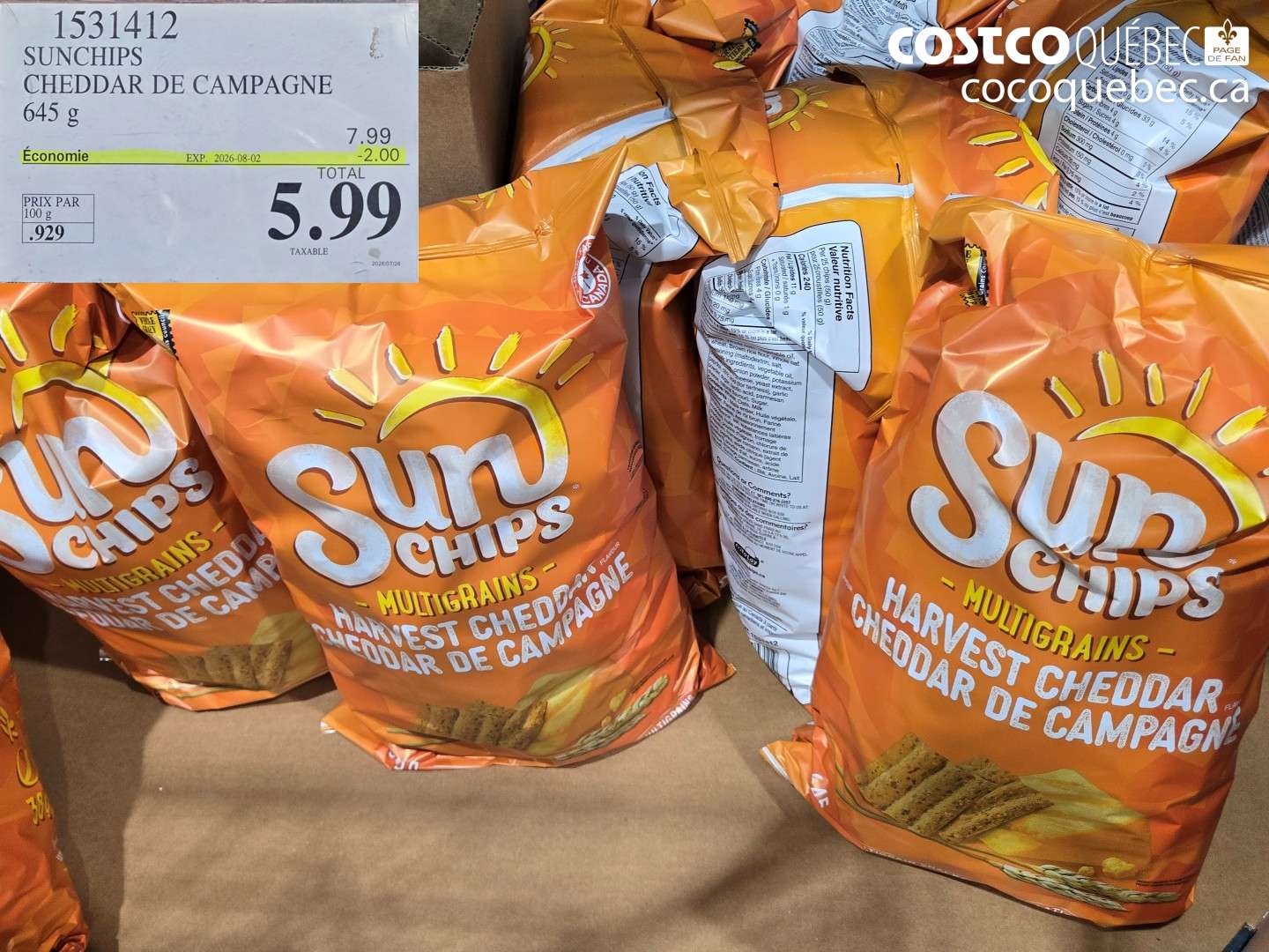 1531412 SUNCHIPS CHEDDAR DE CAMPAGNE ($2.00 INSTANT SAVINGS EXPIRES ON 2026-08-02) $5.99