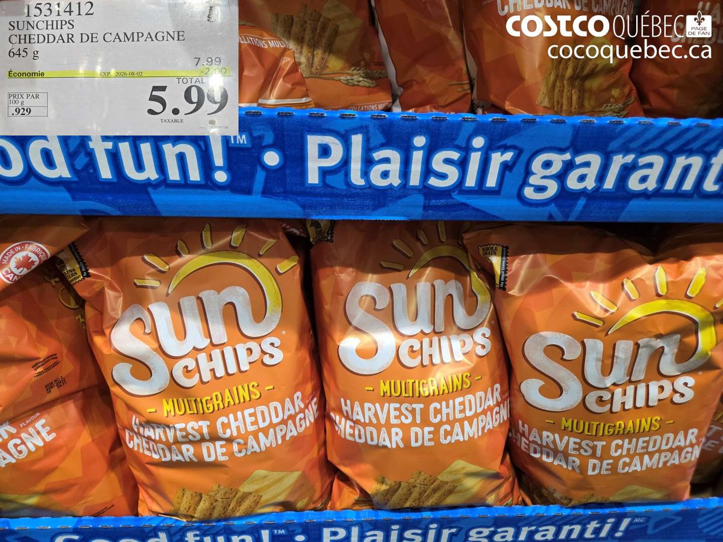 1531412 SUNCHIPS CHEDDAR DE CAMPAGNE ($2.00 INSTANT SAVINGS EXPIRES ON 2026-08-02) $5.99