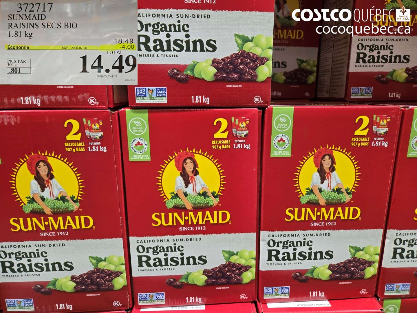 372717 SUNMAID RAISINS SECS BIO ($4.00 INSTANT SAVINGS EXPIRES ON 2026-07-26) $14.49