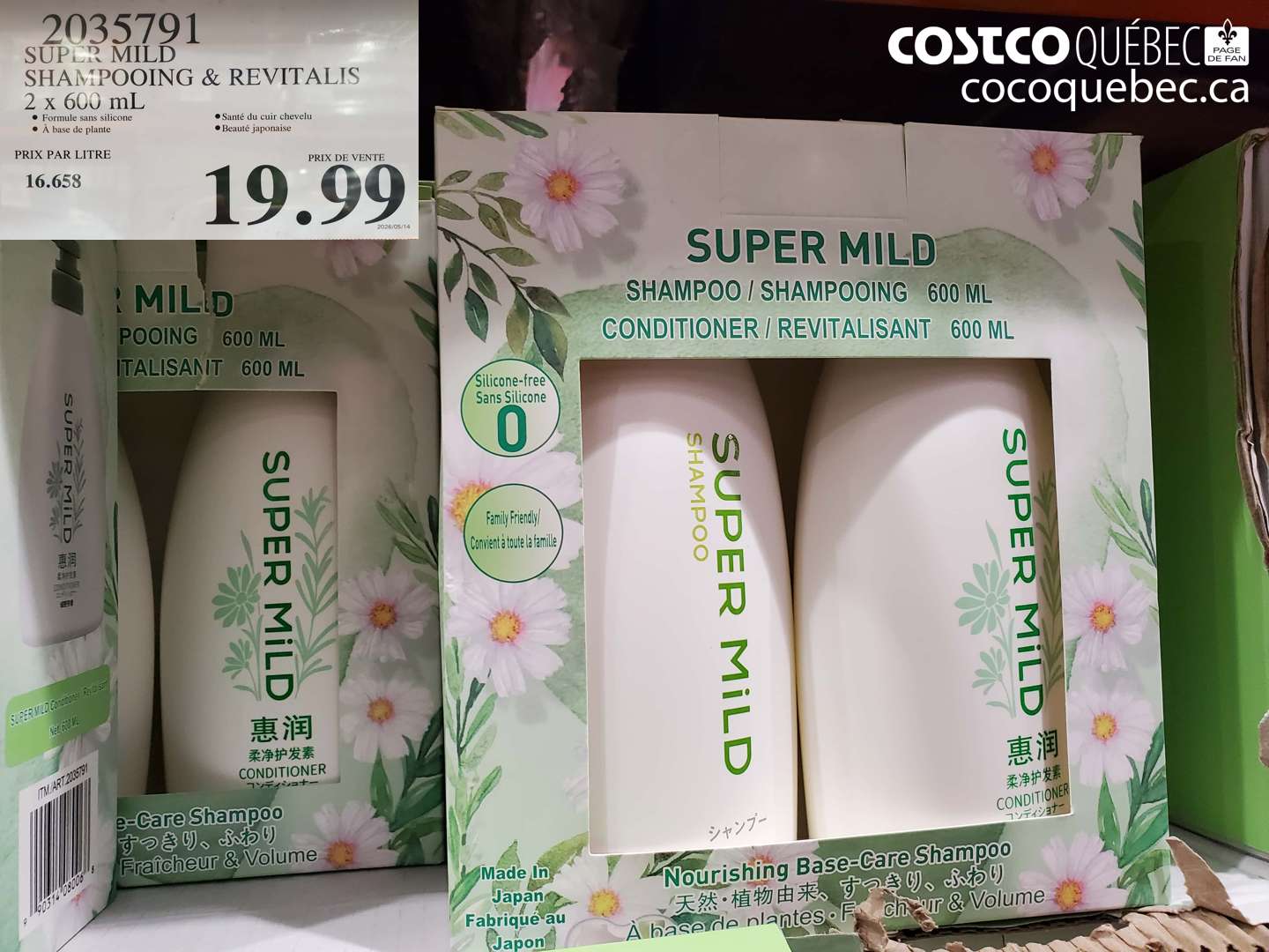 2035791 SUPER MILD SHAMPOOING & REVITALIS 2 X 600 ML $19.99