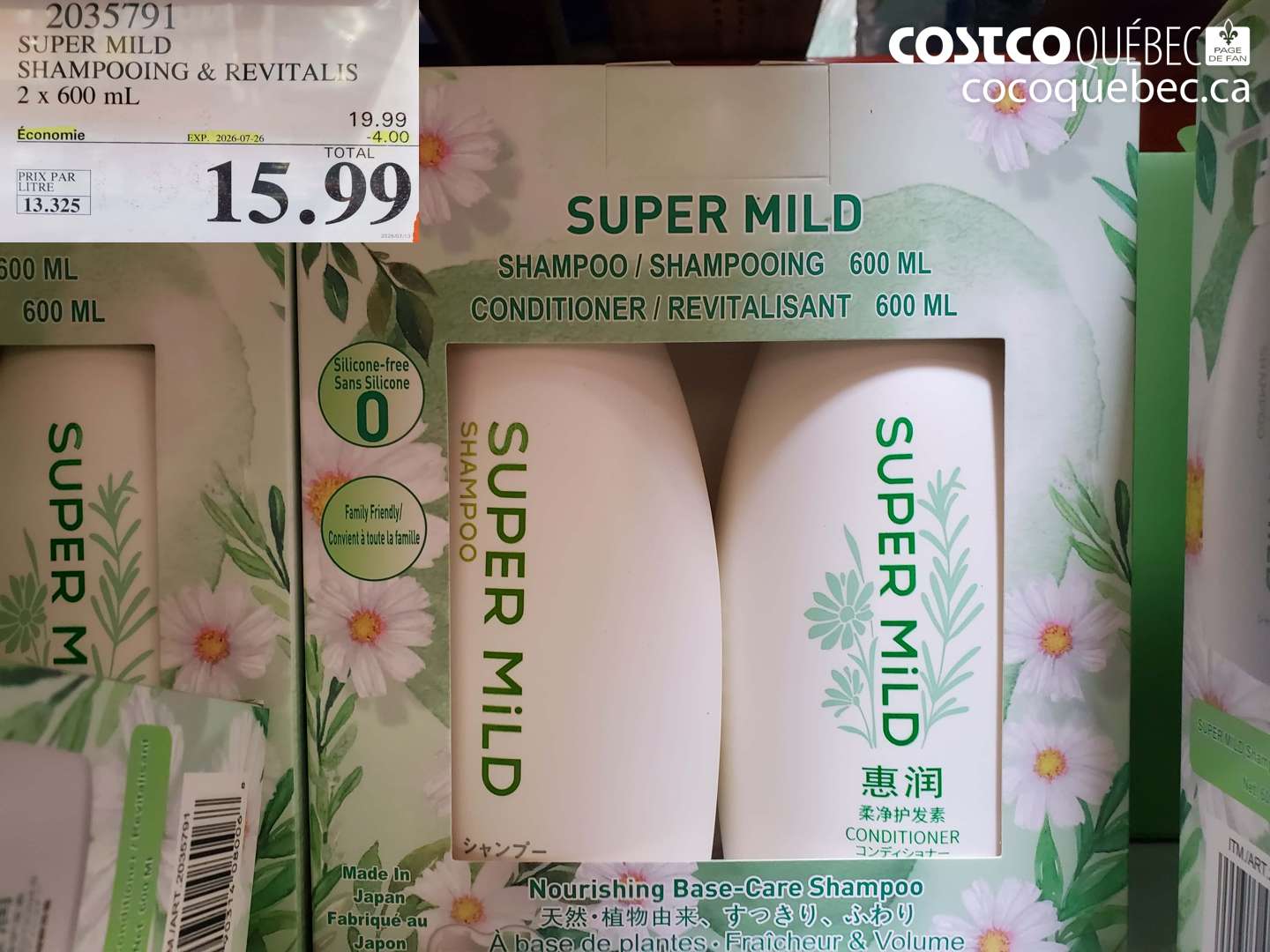2035791 SUPER MILD SHAMPOOING & REVITALIS 2 X 600 ML ($4.00 INSTANT SAVINGS EXPIRES ON 2026-07-26) $15.99
