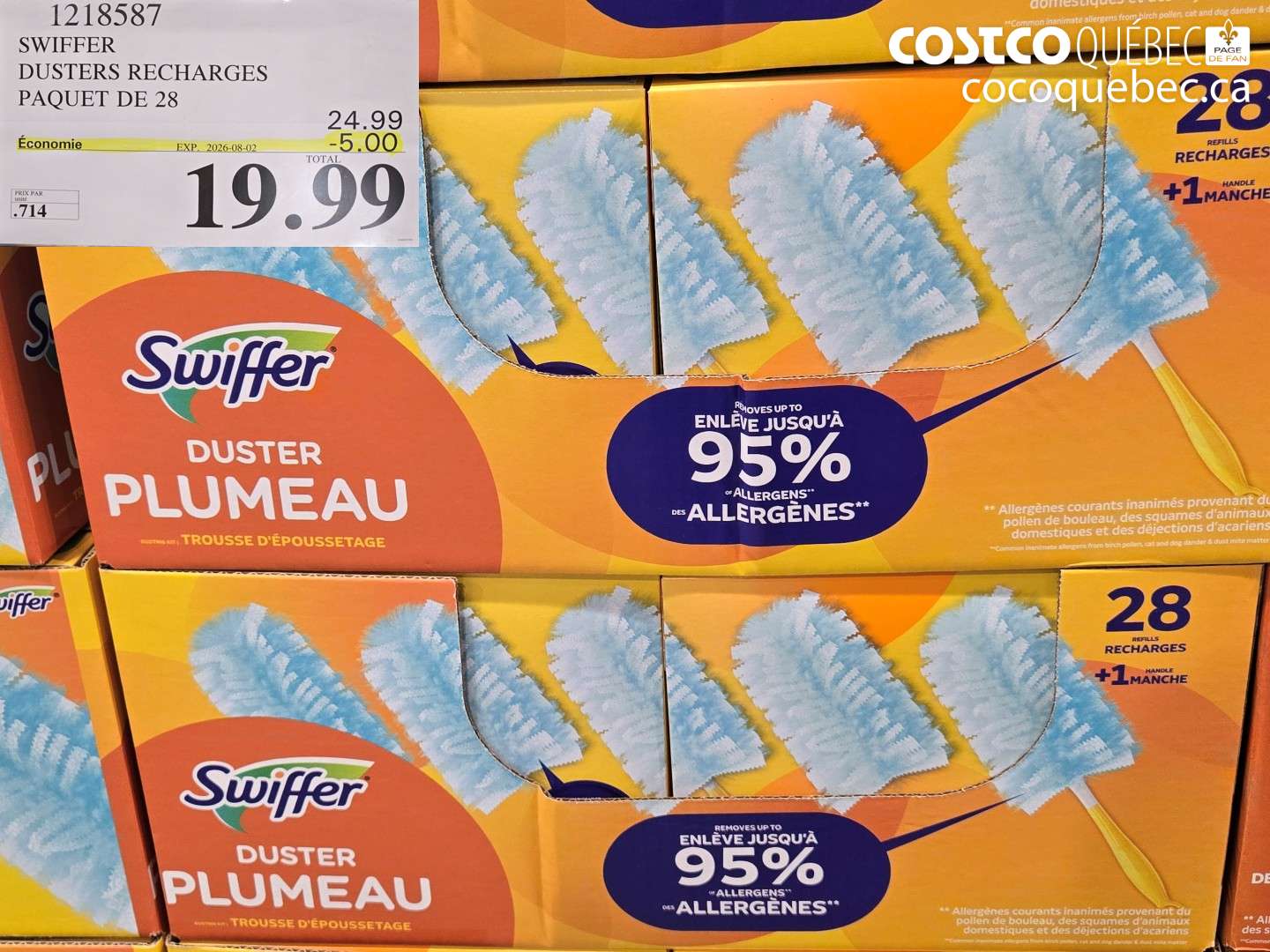 1218587 SWIFFER DUSTERS RECHARGES PAQUET DE 28 ($5.00 INSTANT SAVINGS EXPIRES ON 2026-08-02) $19.99
