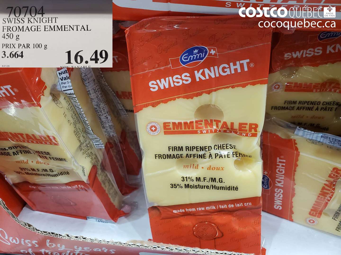 70704 SWISS KNIGHT FROMAGE EMMENTAL 450 G $16.49