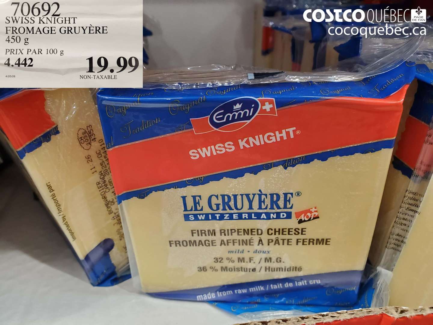 70692 SWISS KNIGHT FROMAGE GRUYÈRE 450 G $19.99