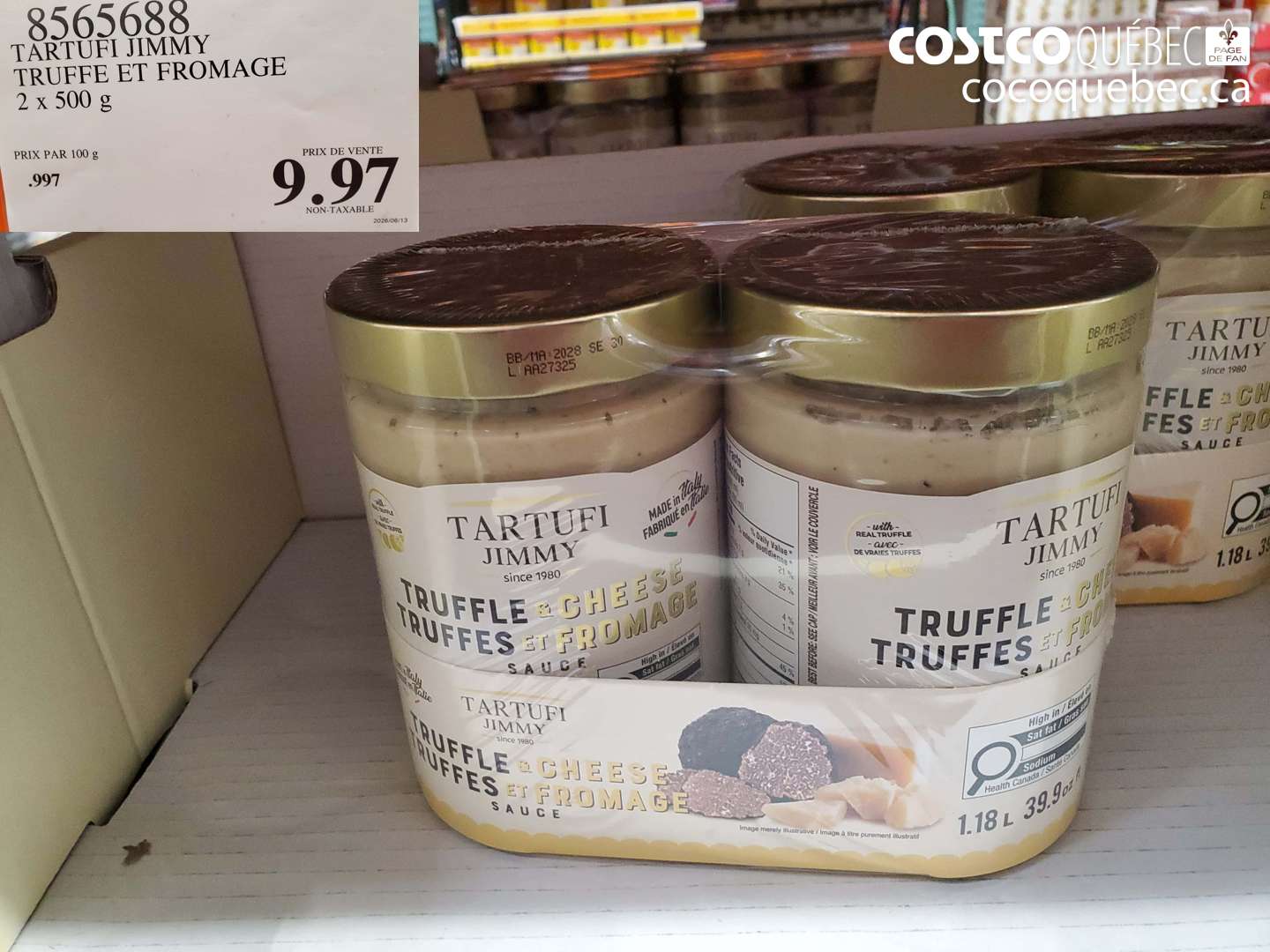 8565688 TARTUFI JIMMY TRUFFE ET FROMAGE 2 X 500 G $9.97
