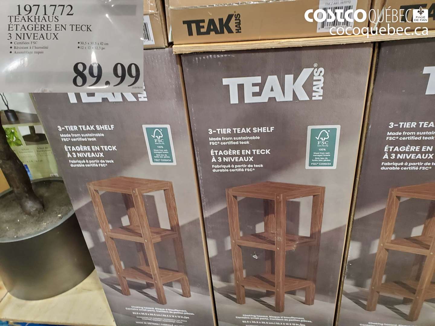 1971772 TEAKHAUS ÉTAGÈRE EN TECK 3 NIVEAUX $89.99