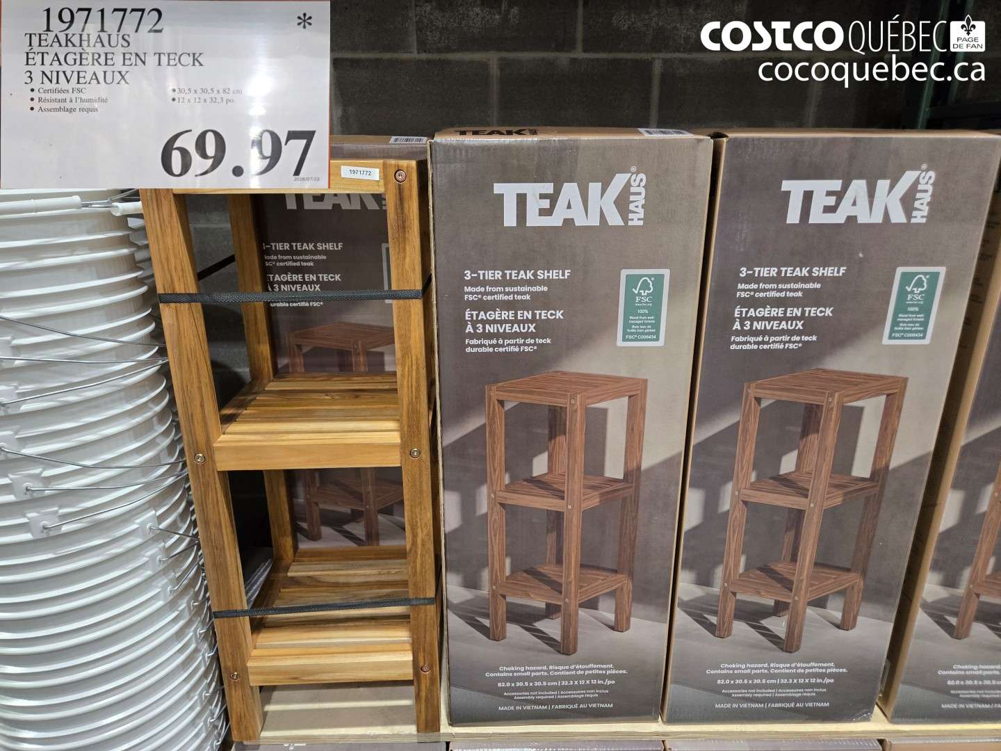 1971772 TEAKHAUS ÉTAGÈRE EN TECK 3 NIVEAUX $69.97
