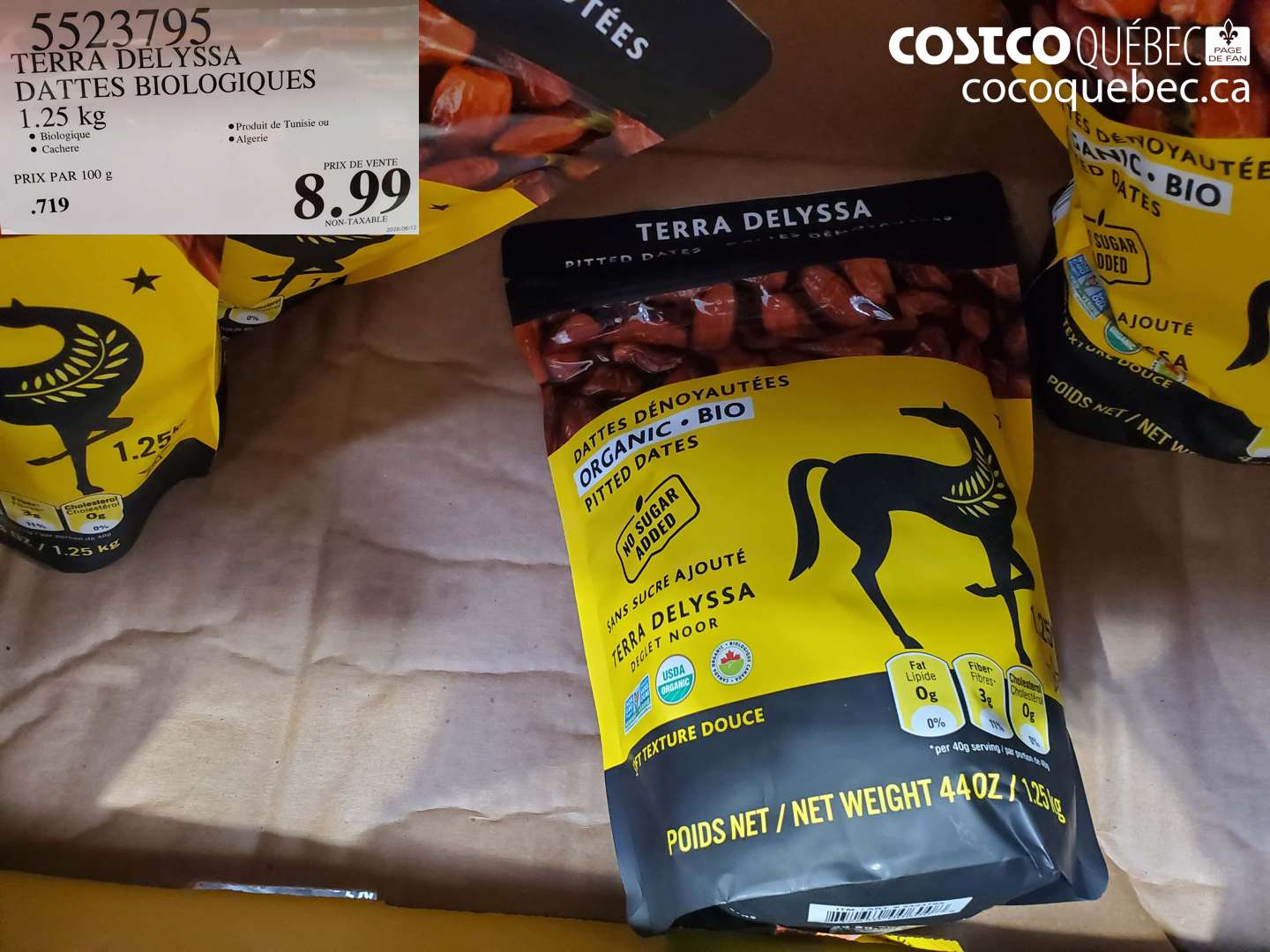 5523795 TERRA DELYSSA DATTES BIOLOGIQUES 1.25 KG $8.99