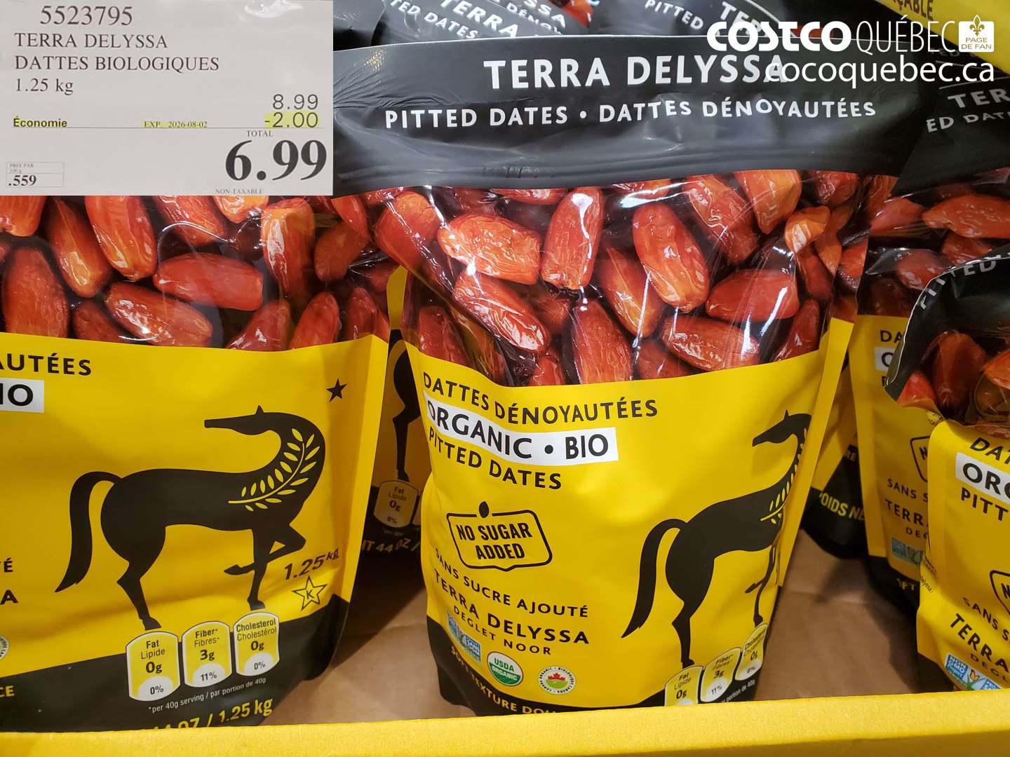 5523795 TERRA DELYSSA DATTES BIOLOGIQUES 1.25 KG ($2.00 INSTANT SAVINGS EXPIRES ON 2026-08-02) $6.99