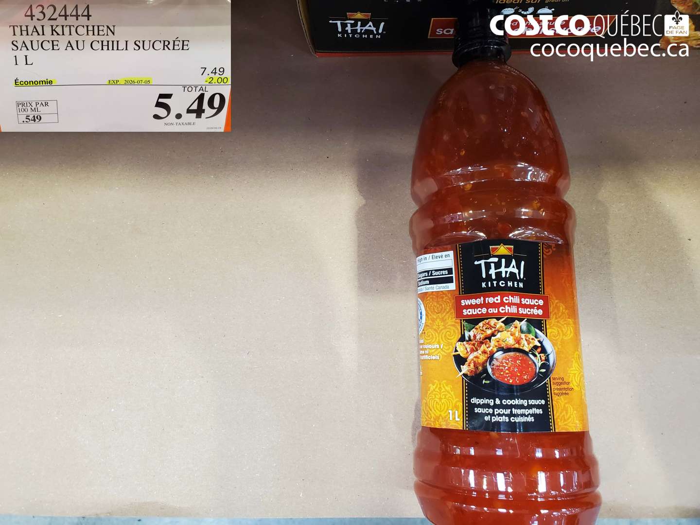 432444 THAI KITCHEN SAUCE AU CHILI SUCRÉE 1 L ($2.00 INSTANT SAVINGS EXPIRES ON 2026-07-05) $5.49