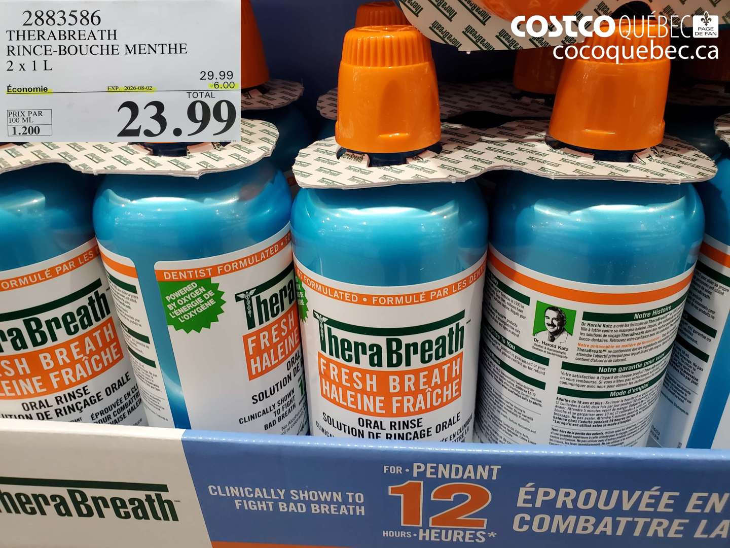 2883586 THERABREATH RINCE-BOUCHE MENTHE 2 X 1 L ($6.00 INSTANT SAVINGS EXPIRES ON 2026-08-02) $23.99