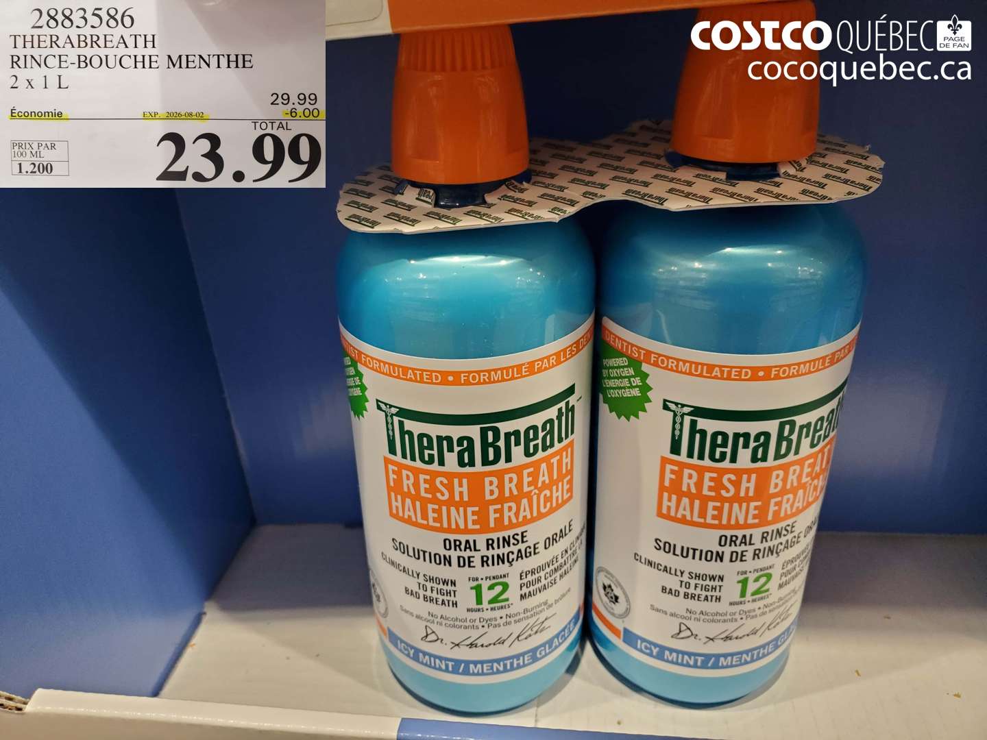 2883586 THERABREATH RINCE-BOUCHE MENTHE 2 X 1 L ($6.00 INSTANT SAVINGS EXPIRES ON 2026-08-02) $23.99