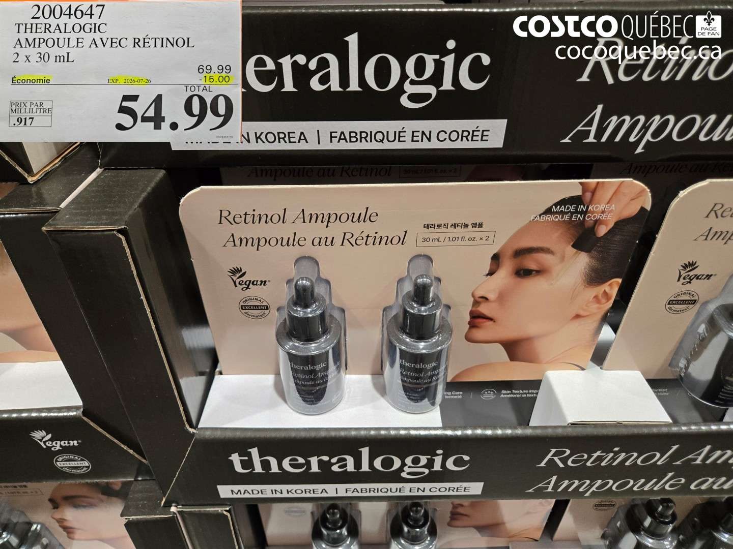 2004647 THERALOGIC AMPOULE AVEC RÉTINOL 2 X 30 ML ($15.00 INSTANT SAVINGS EXPIRES ON 2026-07-26) $54.99