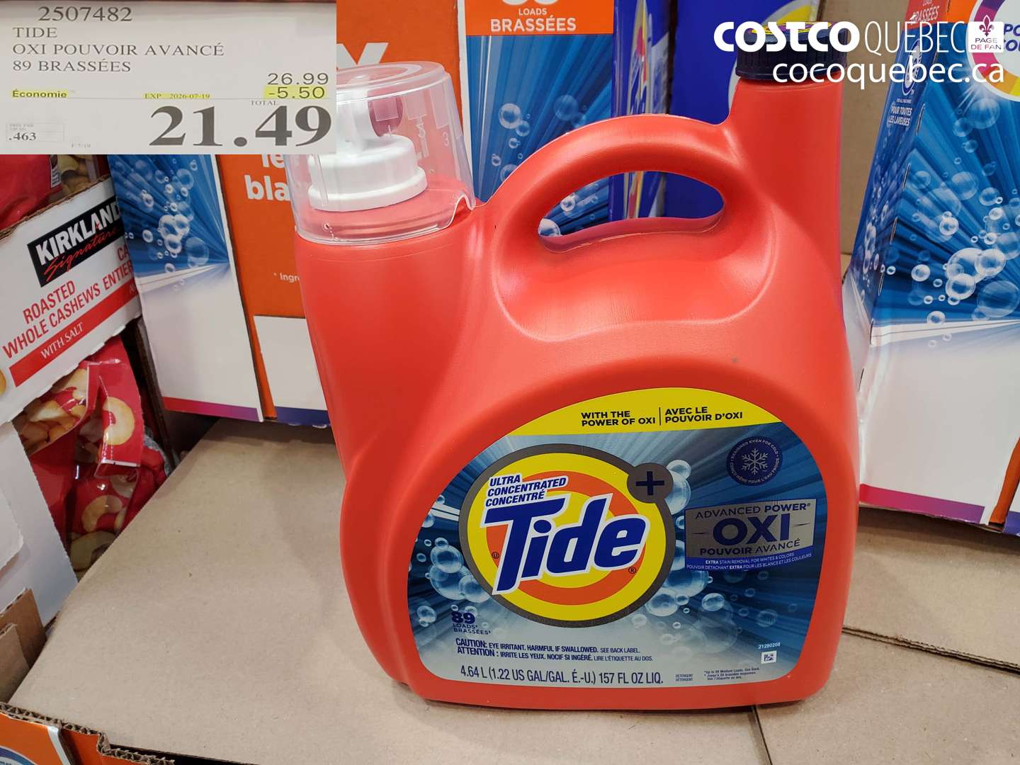 2507482 TIDE OXI POUVOIR AVANCÉ 89 BRASSÉES ($5.50 INSTANT SAVINGS EXPIRES ON 2026-07-19) $21.49