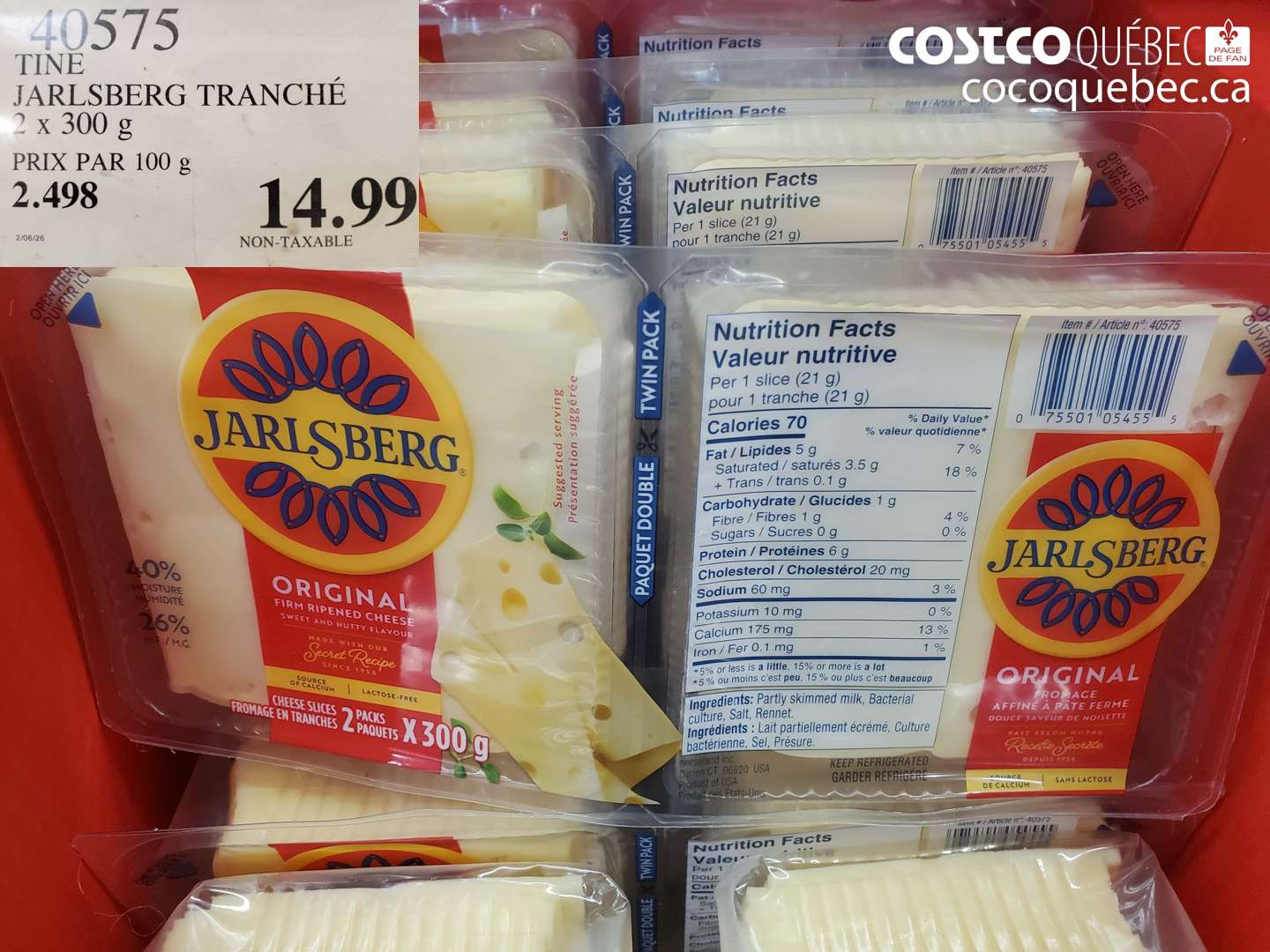 40575 TINE JARLSBERG TRANCHÉ 2 X 300 G $14.99