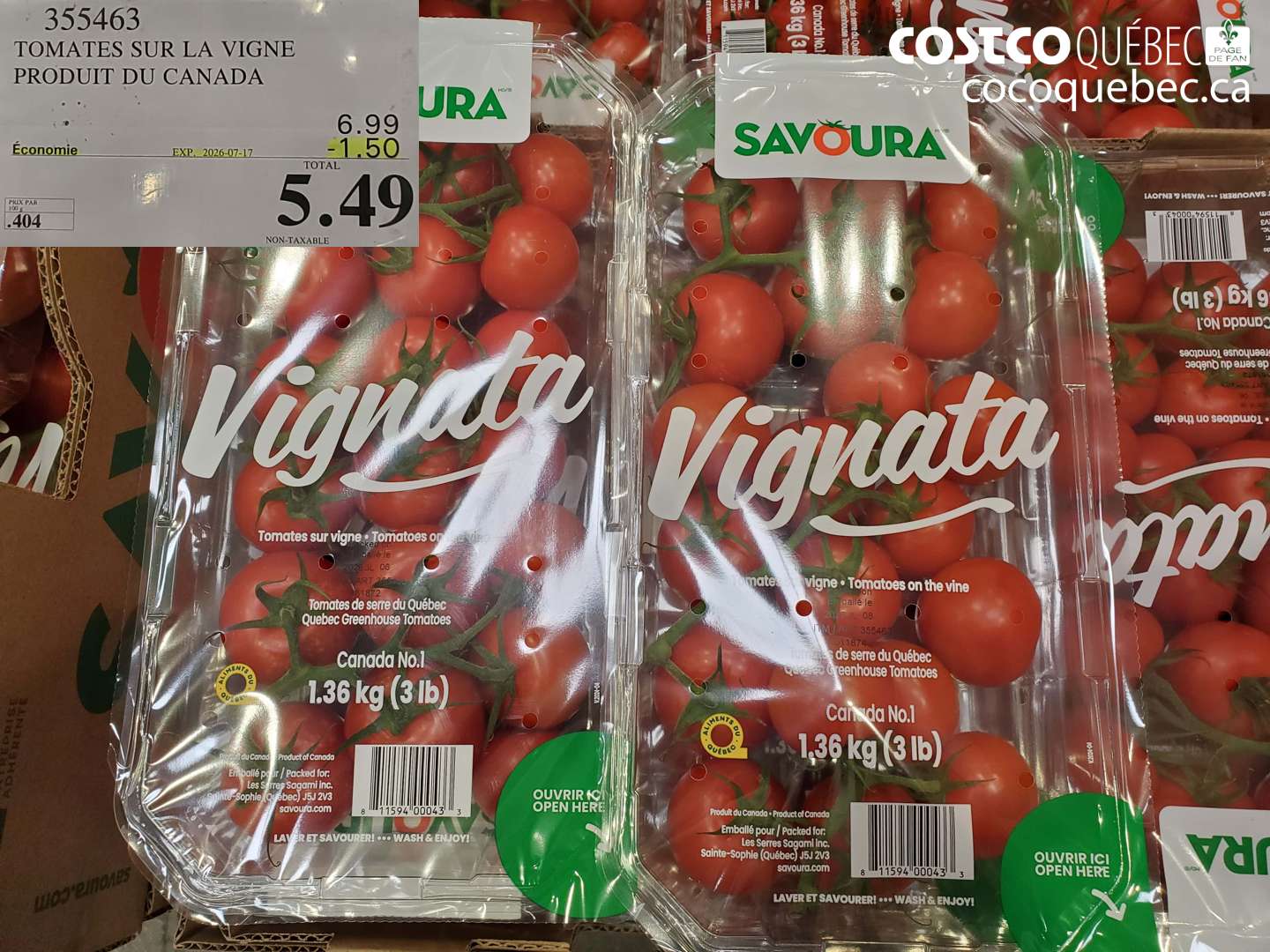 355463 TOMATES SUR LA VIGNE ($1.50 INSTANT SAVINGS EXPIRES ON 2026-07-17) $5.49