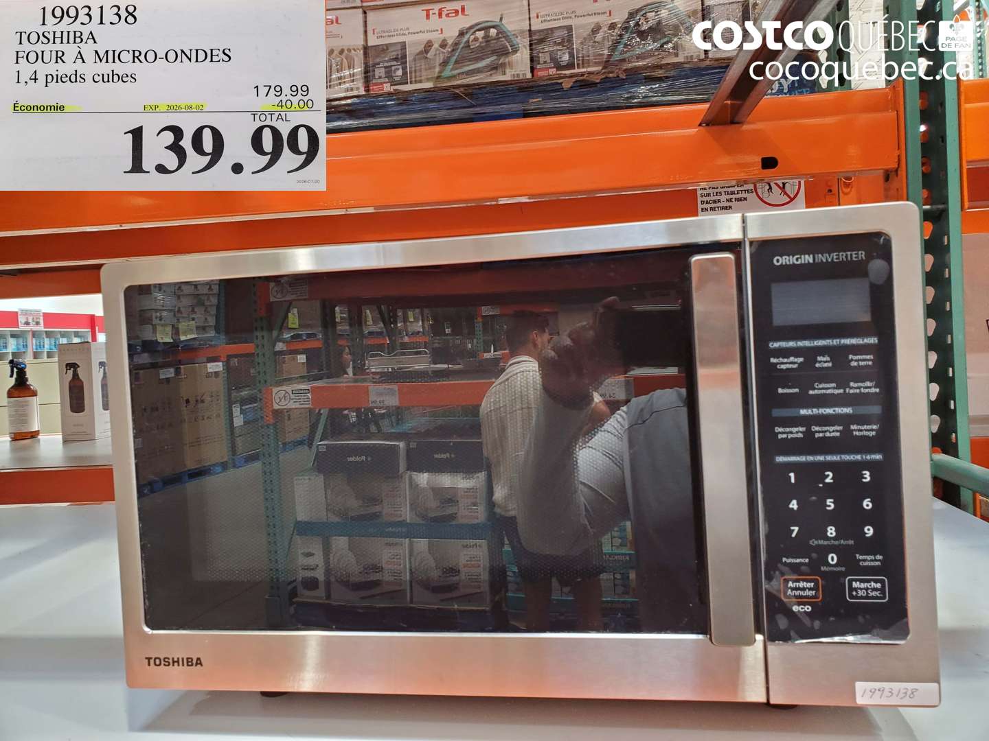 1993138 TOSHIBA FOUR À MICRO-ONDES 1,4 PIEDS CUBES ($40.00 INSTANT SAVINGS EXPIRES ON 2026-08-02) $139.99