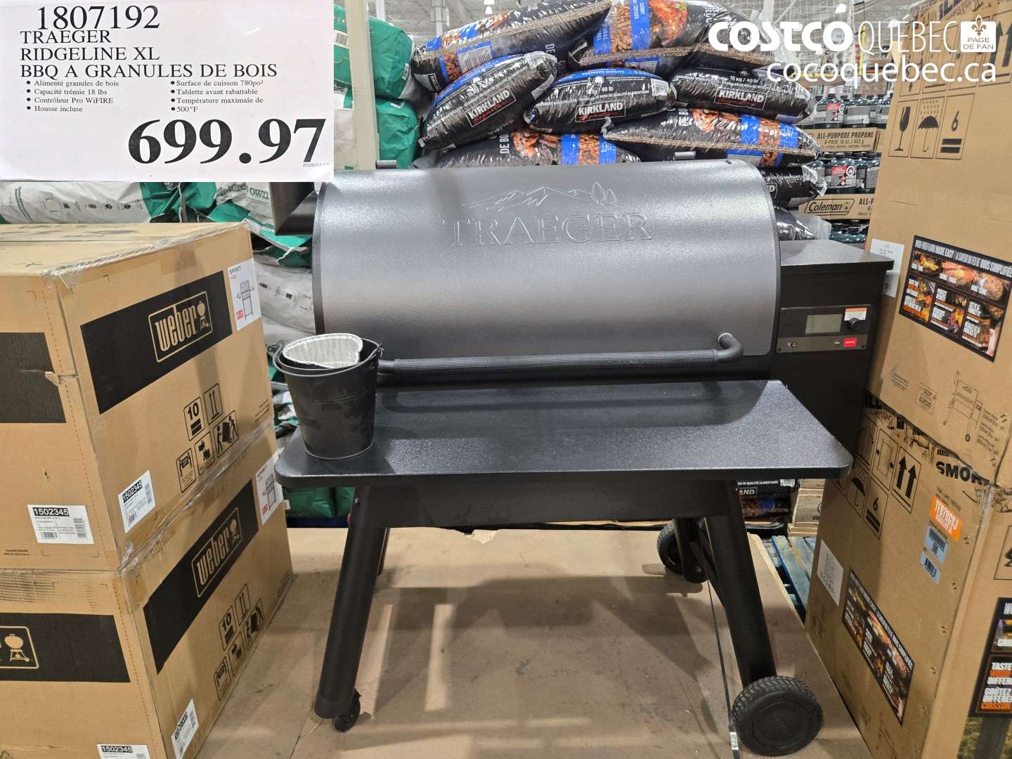 1807192 TRAEGER RIDGELINE XL BBQ A GRANULES DE BOIS $699.97