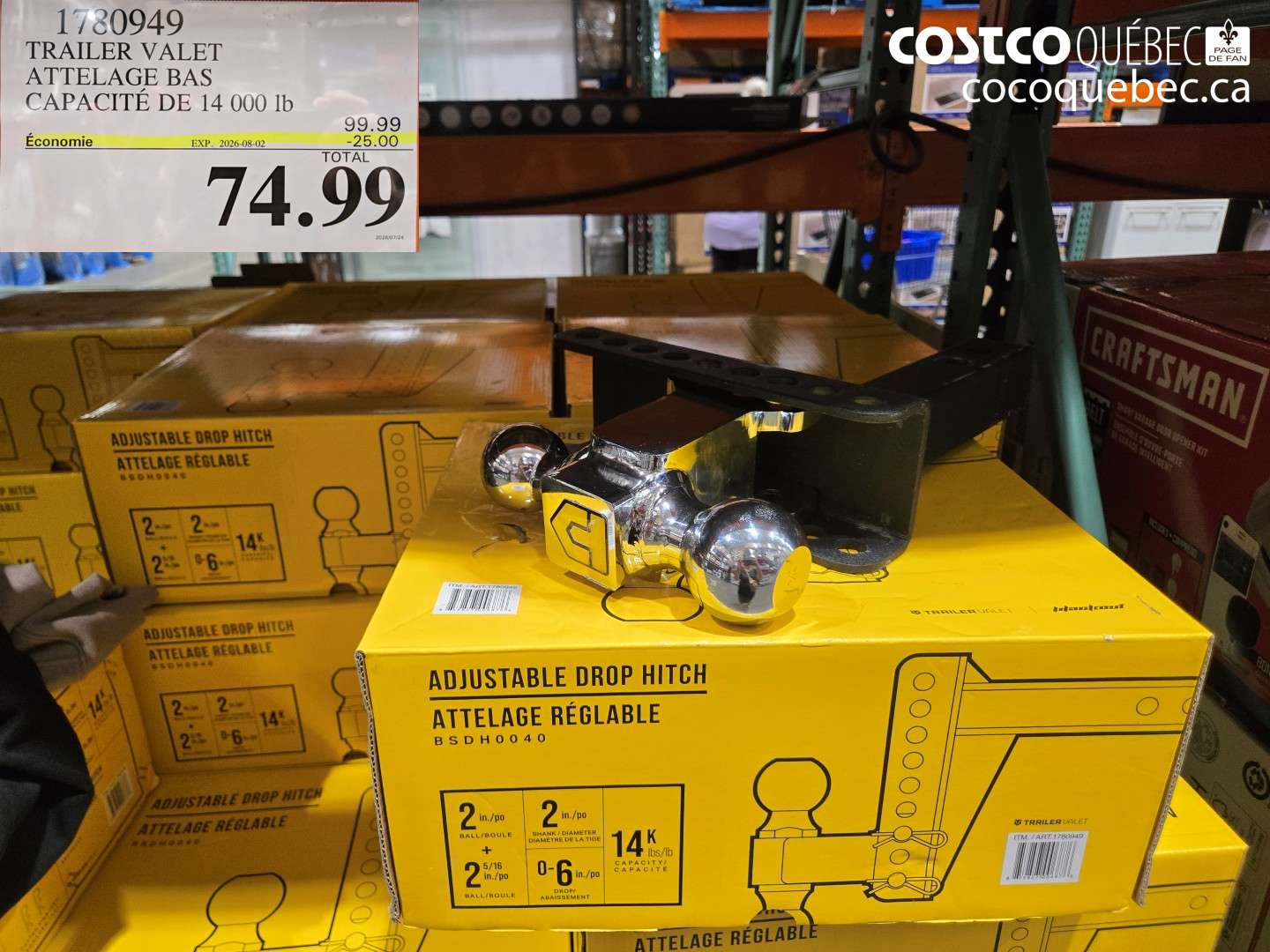 1780949 TRAILER VALET ATTELAGE BAS CAPACITÉ DE 14 000 LB ($25.00 INSTANT SAVINGS EXPIRES ON 2026-08-02) $74.99