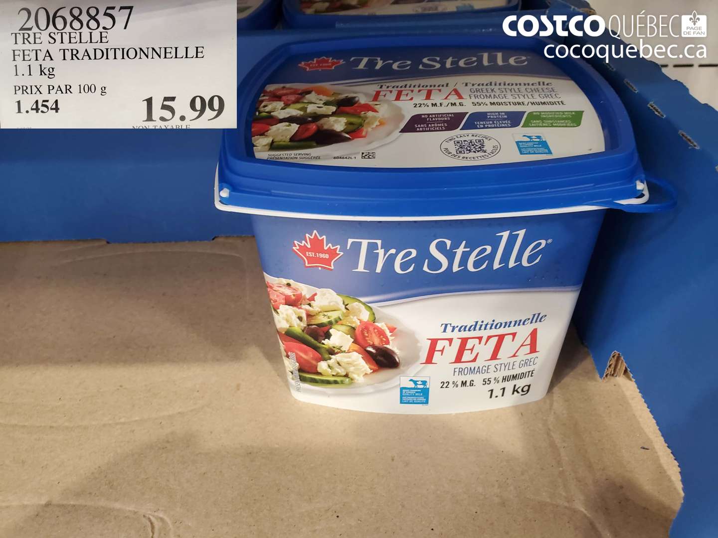 2068857 TRE STELLE FETA TRADITIONNELLE 1.1 KG $15.99