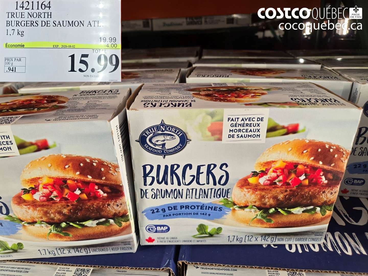 1421164 TRUE NORTH BURGERS DE SAUMON ATL. ($4.00 INSTANT SAVINGS EXPIRES ON 2026-08-02) $15.99