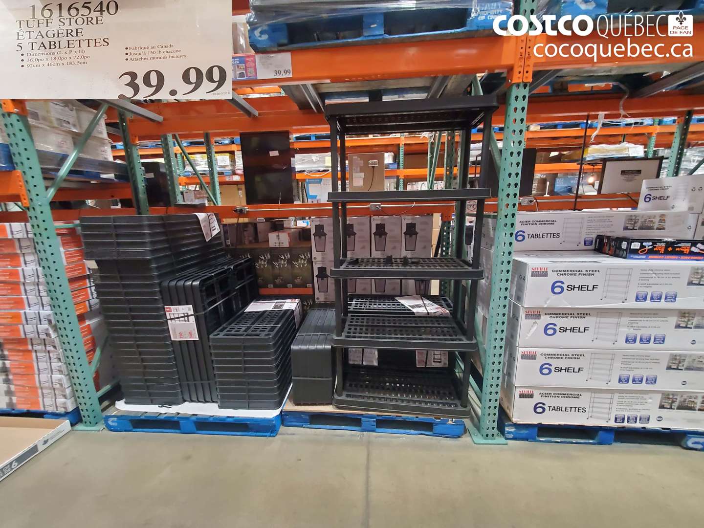 1616540 TUFF STORE ÉTAGÈRE 5 TABLETTES $39.99