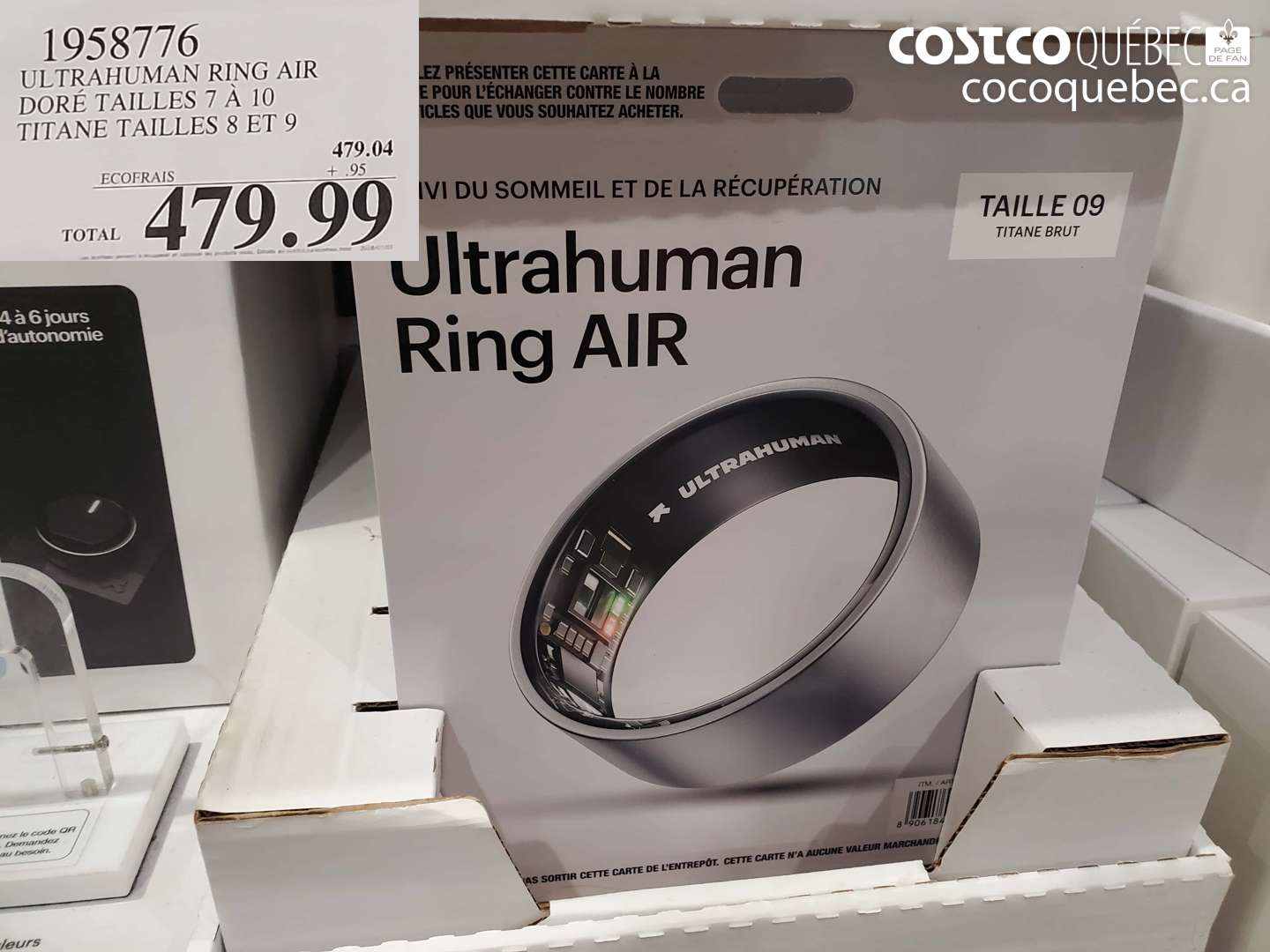 1958776 ULTRAHUMAN RING AIR DORÉ TAILLES 7 À 10 TITANE TAILLES 8 ET 9 $479.99
