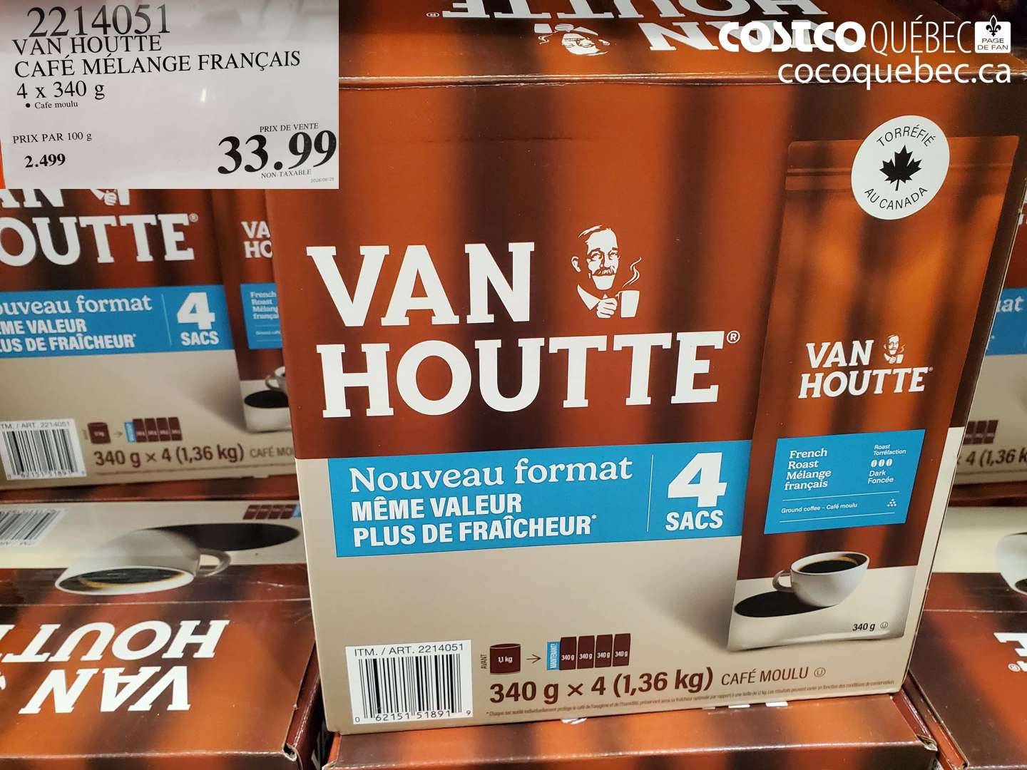 2214051 VAN HOUTTE CAFÉ MÉLANGE FRANÇAIS 4 X 340 G $33.99