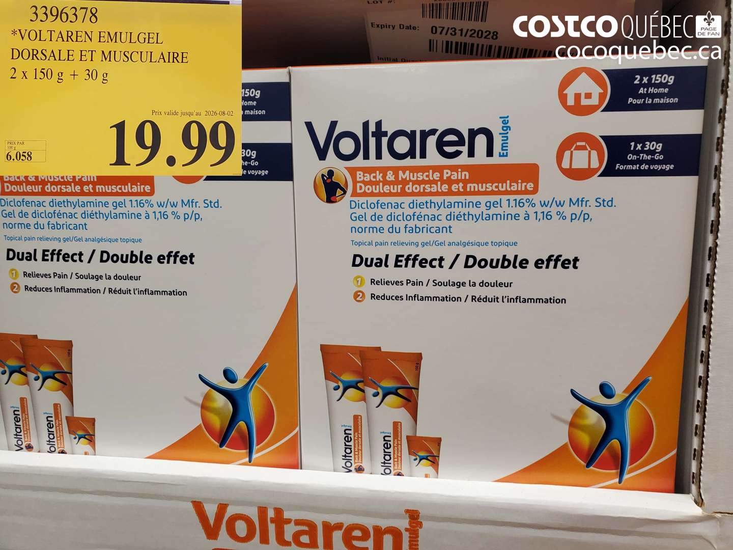 3396378 VOLTAREN EMULGEL DORSALE ET MUSCULAIRE 2 X 150 G + 30 G (EXPIRES ON 2026-08-02) $19.99