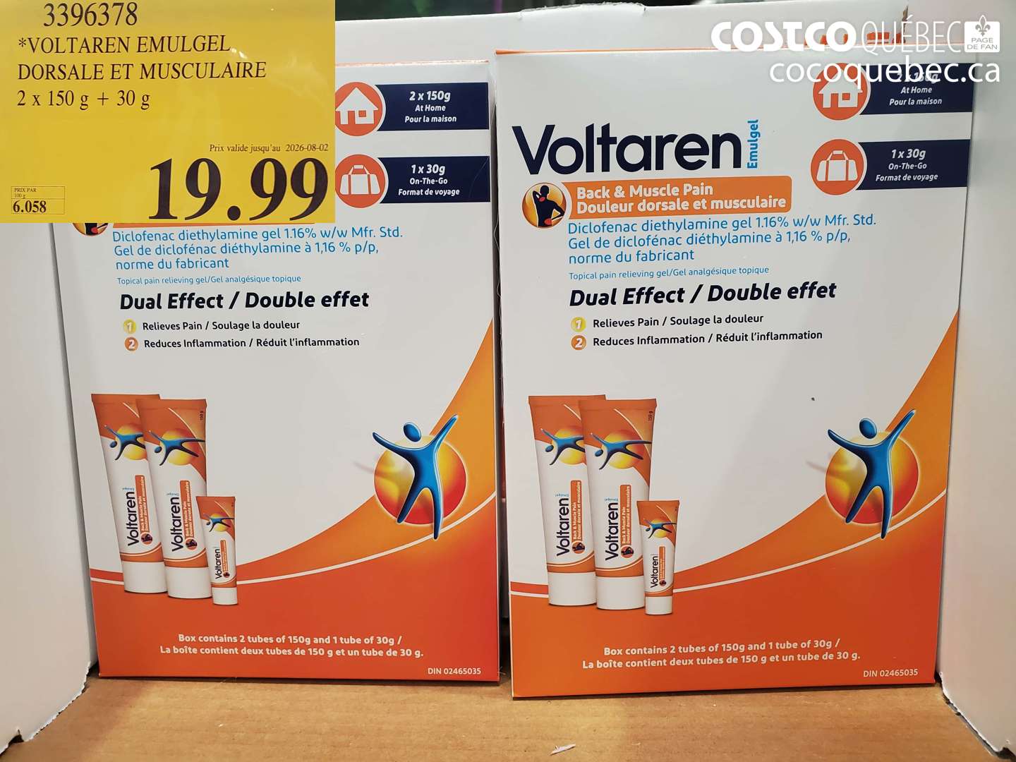 3396378 VOLTAREN EMULGEL DORSALE ET MUSCULAIRE 2 X 150 G + 30 G (EXPIRES ON 2026-08-02) $19.99