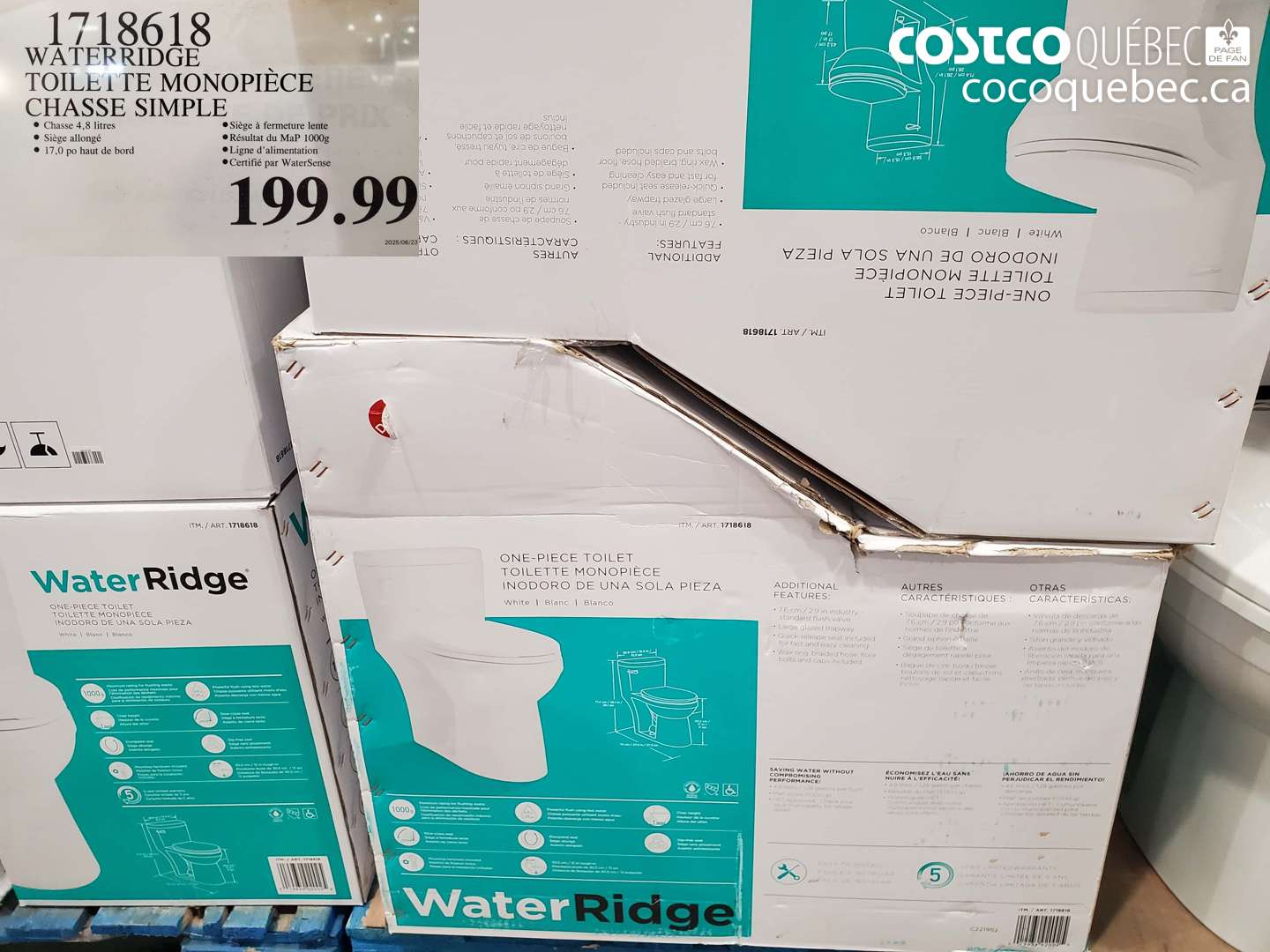 1718618 WATERRIDGE TOILETTE MONOPIÈCE CHASSE SIMPLE $199.99