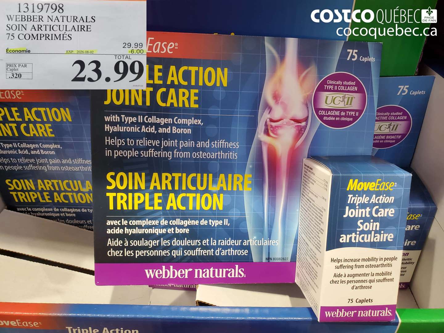 1319798 WEBBER NATURALS SOIN ARTICULAIRE 75 COMPRIMÉS ($6.00 INSTANT SAVINGS EXPIRES ON 2026-08-02) $23.99