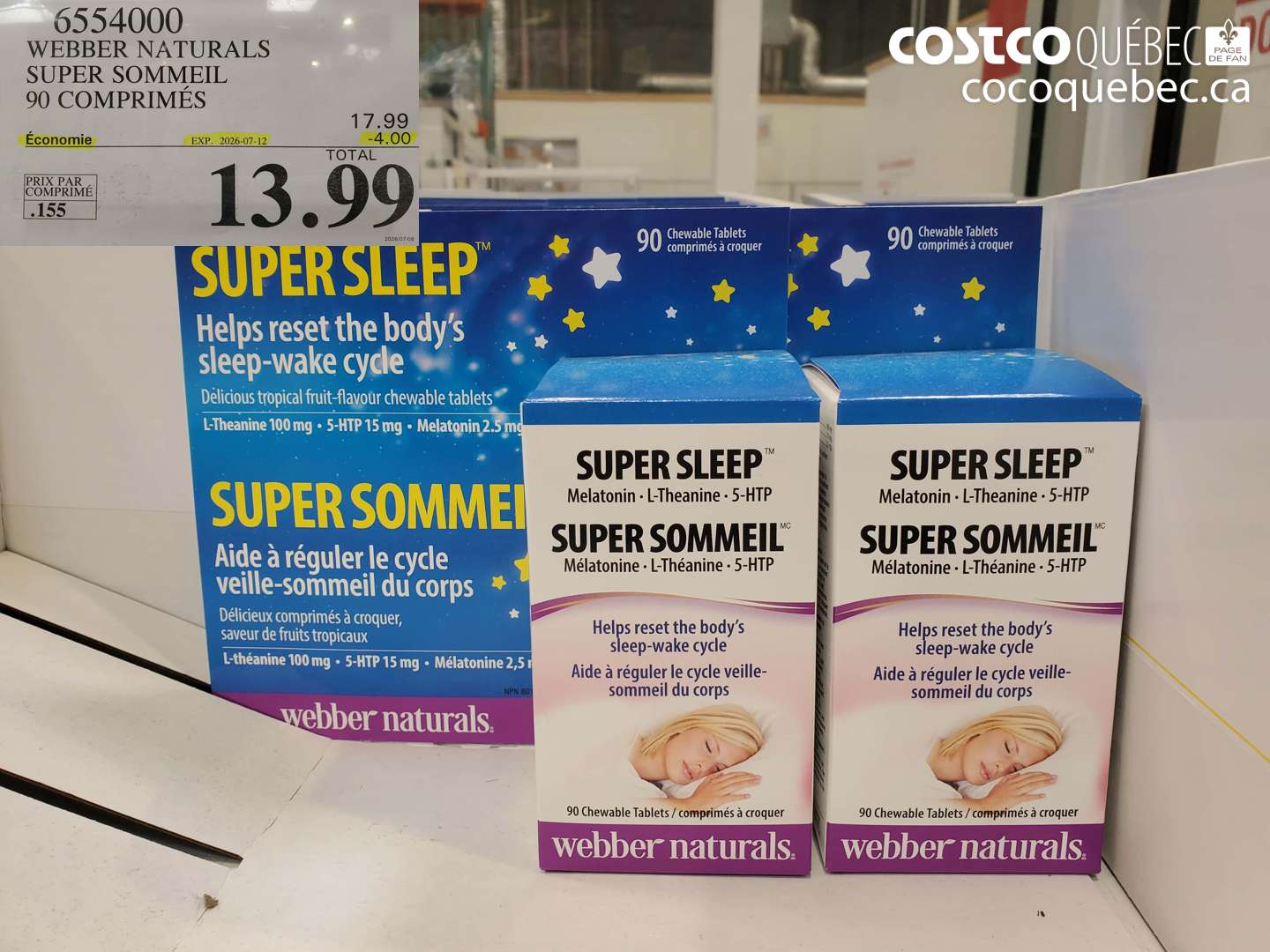6554000 WEBBER NATURALS SUPER SOMMEIL 90 COMPRIMÉS ($4.00 INSTANT SAVINGS EXPIRES ON 2026-07-12) $13.99